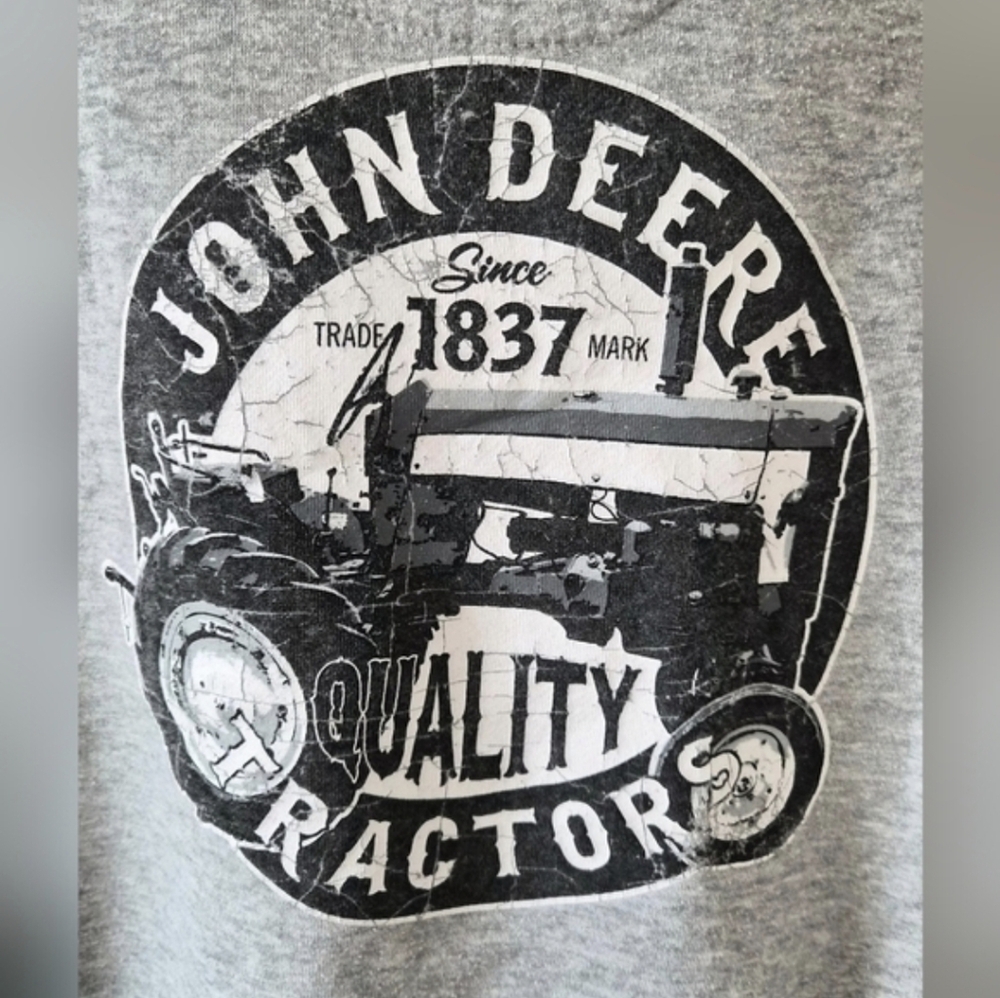 John Deere Vintage Heritage Logo Graphic Hoodie Gray XL